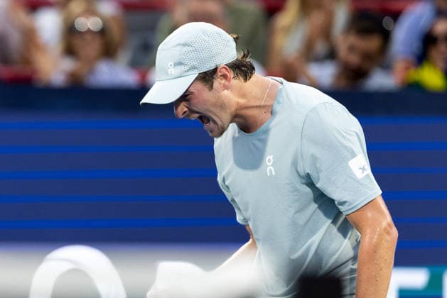 August 9, 2026, Montreal, Quebec, Canada: JOAO FONSECA (22) from Brazil reaction in match against Ben Shelton (5) from USA in round of 16 at Canadian Open at IGA stadium in Montreal, Quebec, Canada on 2026-08-09 Montreal Canada - ZUMAl189 20260809_zsp_l189_134 Copyright: xYannickxLegarex