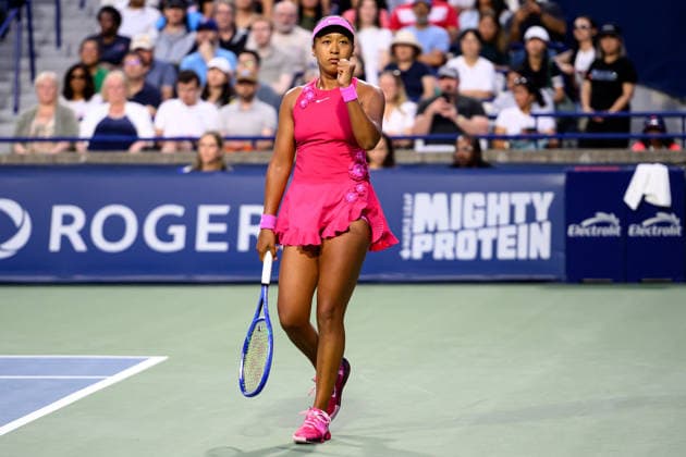 August 9, 2026, Toronto, Ontario, Canada: NAOMI OSAKA of Japan celebrates winning a point during her round-of-16 match against Leylah Fernandez of Canada at the National Bank Open, part of the Hologic WTA, Tennis Damen Tour at Sobeys Stadium. Osaka defeated Fernandez 6-4, 6-4 to advance to the quarterfinals. Toronto Canada - ZUMAr228 20260809_znp_r228_027 Copyright: xVasiliyxRyabykhx