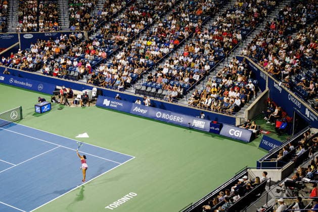 August 9, 2026, Toronto, On, Canada: Alexandra Eala of the Philippines serves the ball to Belinda Bencic of Switzerland during round of 16 National Bank Open Tennis action in Toronto, on Sunday, Aug. 9, 2026. Canada News - August 9, 2026  - ZUMAc35_ 20260809_zaf_c35_154 Copyright: xKeitoxNewmanx