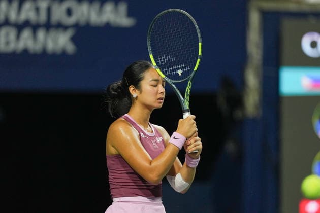 WTA, Tennis Damen Masters 1000 National Bank Open Toronto 2026 - Round of 16 - Day 9 Alexandra Eala of Philippines reacts during the Women™s Singles Round of 16 match against Belinda Bencic of Swiss on day 9 of the WTA Masters 1000 National Bank Open at Sobeys Stadium on August 9, 2026, in Toronto, Canada. (Photo by Leonardo Ramirez Eyepix Group) Copyright: xLeonardoxRamirezx xEyepixxGroupx LR_09082026_09589
