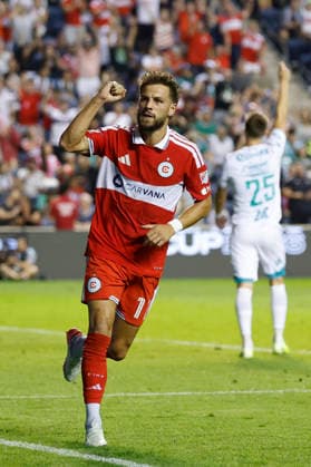 Philip Zinckernagel of the Chicago Fire celebrates a goal during a Leagues Cup match between the Chicago Fire and Santos at Toyota Park in Bridgeview, USA, 09 August 2026. Leagues Cup: Chicago Fire vs Santos !ACHTUNG: NUR REDAKTIONELLE NUTZUNG!  Copyright: xKamilxKrzaczynskix AME7544 20260810-55021108751_1