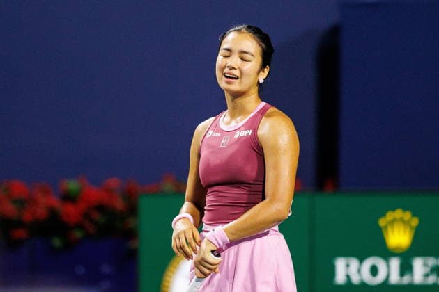 August 9, 2026, Toronto, On, Canada: Alexandra Eala of the Philippines reacts during a match against Belinda Bencic of Switzerland during round of 16 National Bank Open Tennis action in Toronto, on Sunday, Aug. 9, 2026. Canada News - August 9, 2026  - ZUMAc35_ 20260809_zaf_c35_166 Copyright: xKeitoxNewmanx