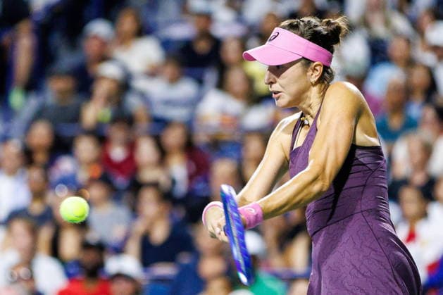 August 9, 2026, Toronto, On, Canada: Belinda Bencic of Switzerland returns the ball from Alexandra Eala of the Philippines during round of 16 National Bank Open Tennis action in Toronto, on Sunday, Aug. 9, 2026. Canada News - August 9, 2026  - ZUMAc35_ 20260809_zaf_c35_170 Copyright: xKeitoxNewmanx