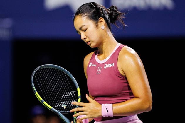 August 9, 2026, Toronto, On, Canada: Alexandra Eala of the Philippines reacts during a match against Belinda Bencic of Switzerland during round of 16 National Bank Open Tennis action in Toronto, on Sunday, Aug. 9, 2026. Canada News - August 9, 2026  - ZUMAc35_ 20260809_zaf_c35_172 Copyright: xKeitoxNewmanx