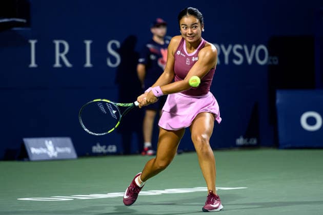 August 9, 2026, Toronto, Ontario, Canada: ALEXANDRA EALA of Philippines returns the ball during her round-of-16 match against Belinda Bencic of Switzerland at the National Bank Open, part of the Hologic WTA, Tennis Damen Tour at Sobeys Stadium. Toronto Canada - ZUMAr228 20260809_znp_r228_047 Copyright: xVasiliyxRyabykhx