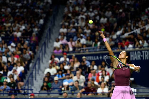 August 9, 2026, Toronto, Ontario, Canada: ALEXANDRA EALA of Philippines serves the ball during her round-of-16 match against Belinda Bencic of Switzerland at the National Bank Open, part of the Hologic WTA, Tennis Damen Tour at Sobeys Stadium. Toronto Canada - ZUMAr228 20260809_znp_r228_054 Copyright: xVasiliyxRyabykhx