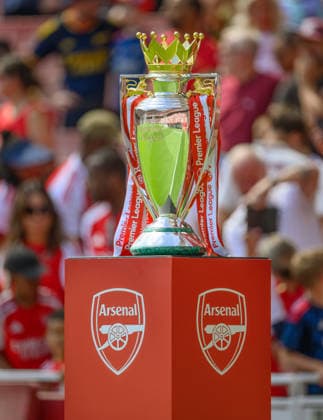 09 August 2026 - Arsenal v Borussia Dortmund - Emirates Stadium - London. Arsenal v Borussia Dortmund - Emirates Stadium - London. The Premier League Trophy on display at the Emirates Stadium. Picture : Mark Pain LONDON England  Copyright: xMarkxPainx