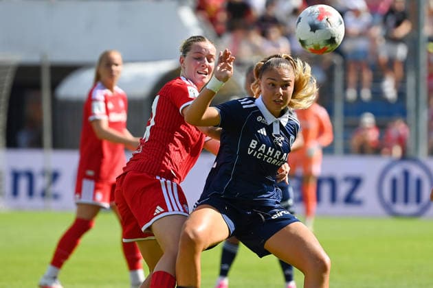 Alara SEHITLER FCB, Action, Tackle, Soccer Friendly Match: Bayern Munich Women vs. Paris FC on August 9, 2026, at Sportpark Unterhaching, 2026–2027 Season,