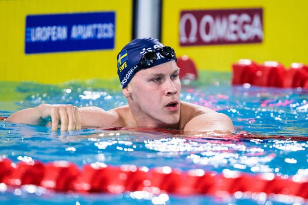 August 10, 2026: Linus Forsgren of Sweden after competing in the men’s 100-meter breaststroke heats on the eleventh day of the 2026 European Aquatics Championships on August 10, 2026 in Saint Denis. Photo by Joel Marklund, BILDBYRAN, code JM JM0838 bbeng swimming 2026 European Aquatics Championships EM Sweden  Copyright: JOELxMARKLUND BB260810JM037