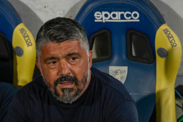 Lazio™s head coach Gennaro Gattuso during the 2026 2027 season pre-season friendly football match between Frosinone and SS Lazio at the Benito Stirpe stadium in Frosinone Italy - Sunday, August 09, 2026 - Soccer ( Photo by Fabrizio Corradetti LaPresse )  Copyright: xFabrizioxCorradetti LaPressex