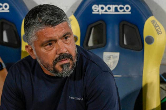 Lazio™s head coach Gennaro Gattuso during the 2026 2027 season pre-season friendly football match between Frosinone and SS Lazio at the Benito Stirpe stadium in Frosinone Italy - Sunday, August 09, 2026 - Soccer ( Photo by Fabrizio Corradetti LaPresse )  Copyright: xFabrizioxCorradetti LaPressex