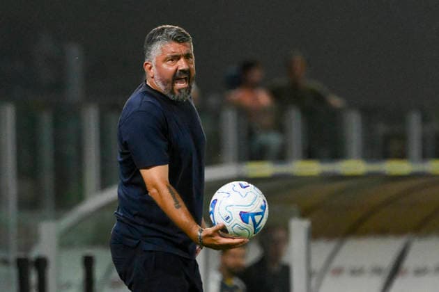 Lazio™s head coach Gennaro Gattuso during the 2026 2027 season pre-season friendly football match between Frosinone and SS Lazio at the Benito Stirpe stadium in Frosinone Italy - Sunday, August 09, 2026 - Soccer ( Photo by Fabrizio Corradetti LaPresse )  Copyright: xFabrizioxCorradetti LaPressex