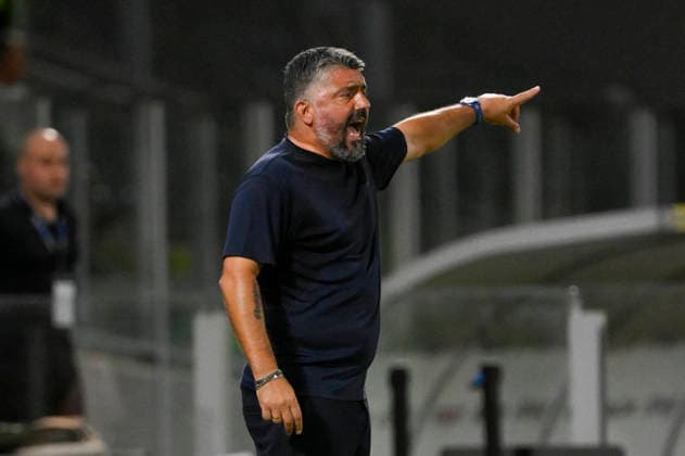Lazio™s head coach Gennaro Gattuso during the 2026 2027 season pre-season friendly football match between Frosinone and SS Lazio at the Benito Stirpe stadium in Frosinone Italy - Sunday, August 09, 2026 - Soccer ( Photo by Fabrizio Corradetti LaPresse )  Copyright: xFabrizioxCorradetti LaPressex
