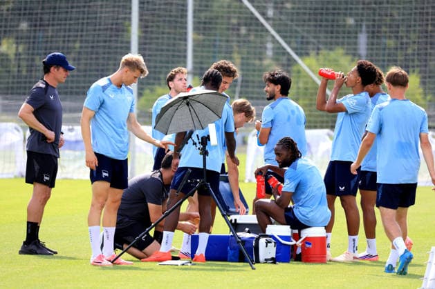 August 10, 2026, GER, Soccer, 2. Bundesliga, 2026–2027 season, Sportforum, Hertha BSC, Hertha player group training, 2. Bundesliga. DFB and DFL regulations prohibit any use of photographs as image sequences and or quasi-video. Berlin Sportforum, Berlin, Germany Copyright: xNordphotox xEnglerx