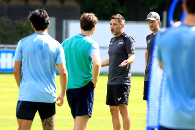 August 10, 2026, Germany, Soccer, 2. Bundesliga, 2026–2027 Season, Sportforum, Hertha BSC, Head Coach Stefan Leitl’s training session, Hertha BSC Berlin, 2nd Division, DFB and DFL regulations prohibit any use of photographs as image sequences and or quasi-video, Berlin Sportforum, Berlin, Germany Copyright: xNordphotox xEnglerx