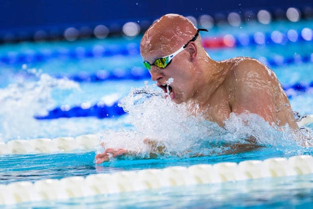 August 10, 2026: Matti Mattsson of Finland competes in the men’s 100-meter breaststroke heats on the eleventh day of the 2026 European Aquatics Championships on August 10, 2026 in Saint Denis. Photo by Joel Marklund. BILDBYRAN code JM JM0838 bbeng swimming 2026 European Aquatics Championships EM  Copyright: JOELxMARKLUND BB260810JM061