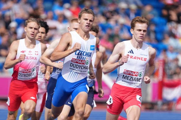European Athletics Championships, Birmingham, United Kingdom, August 10, 2026. Jakub Dudycha (center) of the Czech Republic during the 800-meter heat. (CTKxPhoto JaroslavxSvoboda) CTKPhotoP2026081002661  CTKPhotoP2026081002661