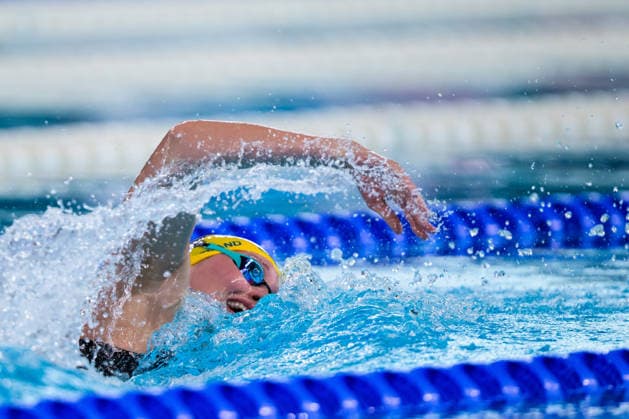 August 10, 2026: Elvira Mörtstrand of Sweden competes in the women’s 4x200-meter freestyle swimming relay heats during day eleven of the 2026 European Aquatics Championships on August 10, 2026 in Saint-Denis. Photo by Joel Marklund, BILDBYRAN, code JM JM0838 bbeng swimming 2026 European Aquatics Championships European Championships women’s Sweden relay  Copyright: JOELxMARKLUND BB260810JM075