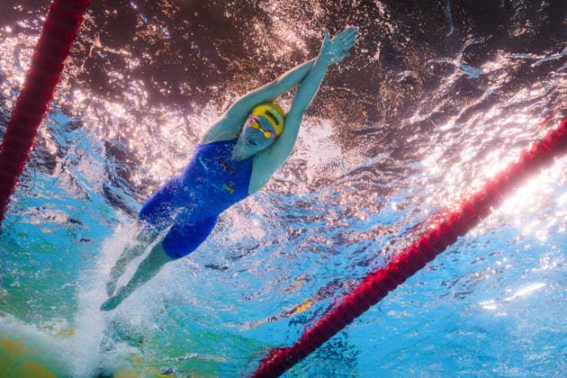 August 10, 2026: Thilda Häll of Sweden competes in the women’s 4x200-meter freestyle swimming relay heats during day eleven of the 2026 European Aquatics Championships on August 10, 2026 in Saint Denis. Photo by Joel Marklund, BILDBYRAN, code JM JM0838 bbeng swimming 2026 European Aquatics Championships European Championships women Sweden relay  Copyright: JOELxMARKLUND BB260810JM132