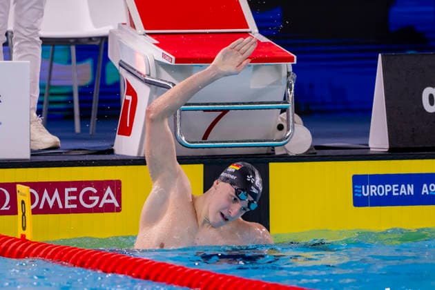 France, Paris, Centre Aquatique Olympique Metropole du Grand Paris, August 10, 2026, European Aquatics Championships – Artistic Swimming, Day 11, Morning Session, Finn Hammer of Germany, Photo by Eibner Pressefoto Tino Henschel, European Aquatics Championships – Artistic Swimming, Day 11, Morning Session, Paris Copyright: xEibnerxPressefotox