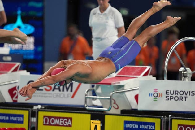 No Ponti from Switzerland at the Swimming European Aquatics Championships Paris 2026, Paris, August 10, 2026 .  Copyright: xGianxMattiaxD Alberto LaPressex