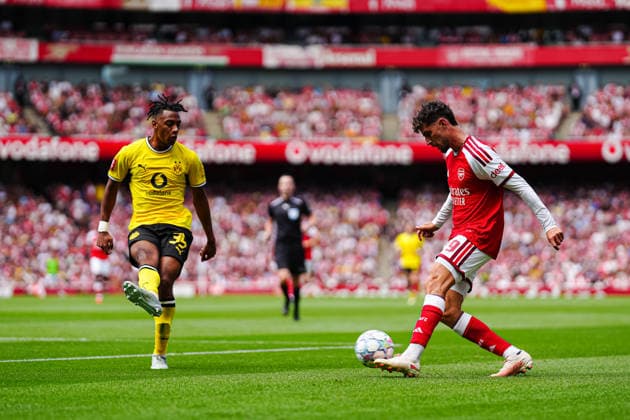 Filippo Mane, Borussia Dortmund, 39; Kai Havertz, Arsenal FC, 29 (ENG); Arsenal FC vs. Borussia Dortmund, Soccer, Emirates Cup 2026, 2026–2027 Season, August 9, 2026, ENG, Arsenal vs. Borussia Dortmund, Soccer, 2026 Emirates Cup, 2026–2027 Season, August 9, 2026, London Copyright: xEibner-Pressefoto MarcelxvonxFehrnx EP_MFN_P