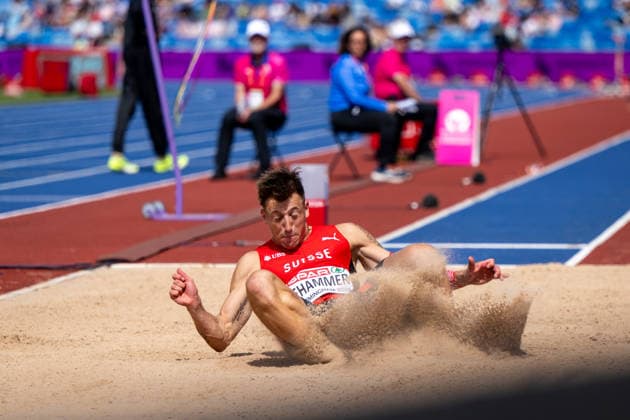 August 10, 2026, GBR, Track and Field, 2026 European Championships, Morning Session, Day 1, Birmingham; Simon Ehammer (Switzerland), Men s Long Jump, Qualifying Round, Birmingham Alexander Stadium, England, Great Britain Copyright: xNordphoto Memmlerx