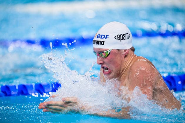August 10, 2026: Charlie Egeland of Norway competes in the men’s 100-meter breaststroke swimming semifinal on the eleventh day of the 2026 European Aquatics Championships on August 10, 2026 in Saint Denis. Photo by Joel Marklund. BILDBYRAN code JM JM0838 bbeng swimming 2026 European Aquatics Championships EM Norway  Copyright: JOELxMARKLUND BB260810JM150
