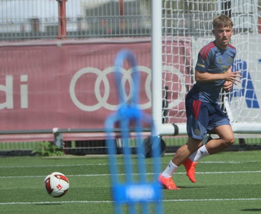 August 10, 2026, FC Bayern Training, Saebenerstrasse, Munich, Soccer, Sports, Pictured: Lennart Karl, FC Bayern Munich