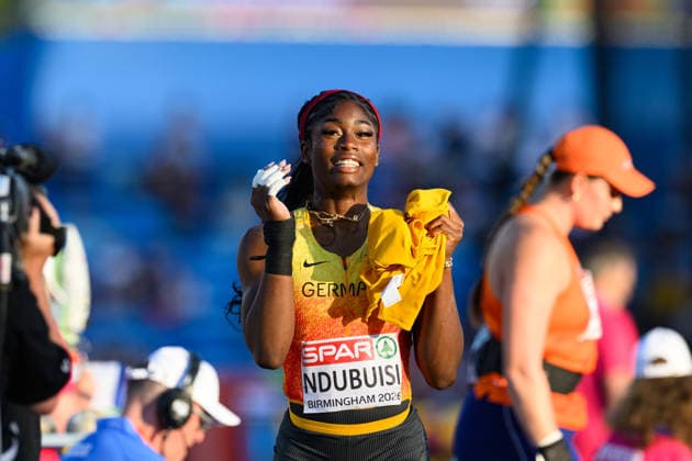 BIRMINGHAM, GREAT BRITAIN - August 10: Nina Chioma Ndubuisi (Germany) reaction after her third try in the shot put final during the European Athletics Championships 2026 at Alexander Stadium in Birmingham, Great Britain (Photo by Sven Beyrich Sports Press Photo) Copyright: xSvenxBeyrich SportsxPressxPhotox Sportspressphoto_SPR204137