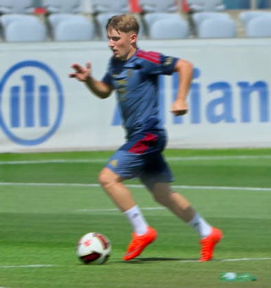 August 10, 2026, FC Bayern Training, Saebenerstrasse, Munich, Soccer, Sports, Pictured: Lennart Karl, FC Bayern Munich