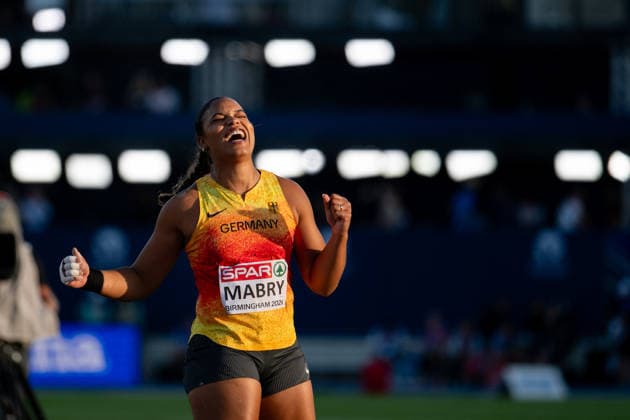 August 10, 2026, GBR, Track and Field, 2026 European Championships, Evening Session, Day 1, Birmingham Yemisi Mabry Germany cheers for a good throw, Women s Shot Put, Final, Birmingham Alexander Stadium England United Kingdom Copyright: xNordphoto Memmlerx