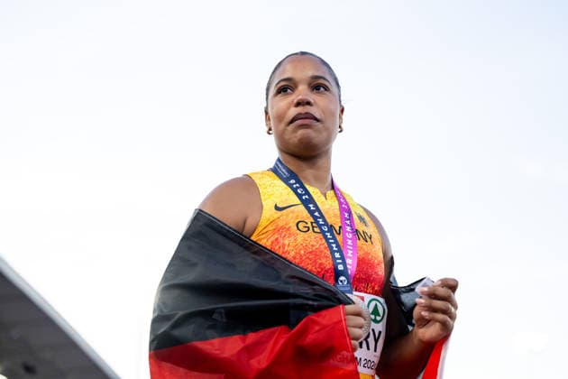 August 10, 2026, GBR, Track and Field, 2026 European Championships, Evening Session, Day 1, Birmingham: Yemisi Mabry of Germany wins the bronze medal for third place, Women’s Shot Put, Final, Alexander Stadium, Birmingham, England, Great Britain Copyright: xNordphoto Memmlerx