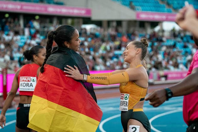 Yemisi Mabry, MTG Mannheim, Women s Shot Put; Gina Lueckenkemper, SCC Berlin, Women s 100m; GBR, Track and Field, Athletics, 2026 European Athletics Championships, 2026 European Track and Field Championships, Birmingham 2026, August 9, 2026, GBR, Track and Field, Athletics, 2026 European Athletics Championships, 2026 European Track and Field Championships, Birmingham 2026, August 9, 2026, Birmingham Copyright: xStefanxMayerx EP_SMR