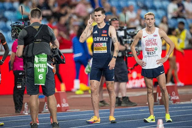 August 10, 2026: Jakob Ingebritsen of Norway competes in the men’s 5,000-meter race during Day 1 of the 2026 European Athletics Championships on August 10, 2026 in Birmingham. Photo by Maxim Thore. BILDBYRAN code MT MT1064 track and field athletics friidrett friidrotts em em friidretts em 2026 European Athletics Championships 1 BBeng Norway  Copyright: MAXIMxTHORE BB260810MT132