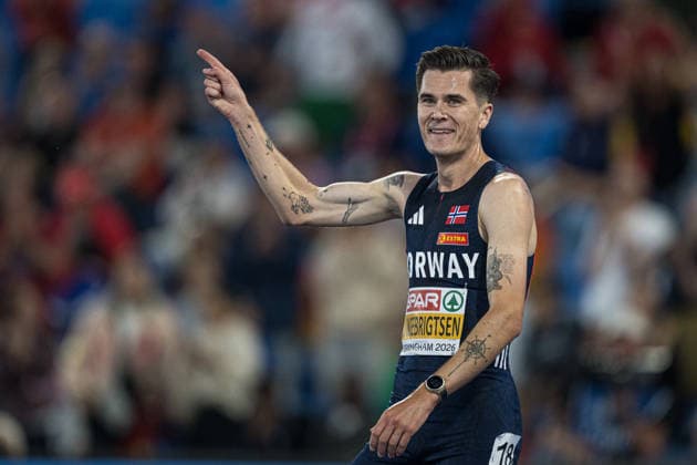 260810 Jakob Asserson Ingebrigtsen of Norway celebrates after the men’s 5,000-meter race on Day 1 of the 2026 European Athletics Championships on August 10, 2026 in Birmingham. Photo by Mathias Bergeld, BILDBYRAN, code MB MT1064. track and field, athletics, friidrett, friidrotts EM, 2026 European Athletics Championships, 1, celebration, Norway  Copyright: MATHIASxBERGELD BB260810MB104