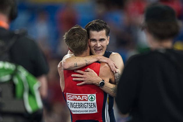 260810 Jakob Asserson Ingebrigtsen of Norway celebrates after the men’s 5,000-meter race on Day 1 of the 2026 European Athletics Championships on August 10, 2026 in Birmingham. Photo by Mathias Bergeld, BILDBYRAN, code MB MT1064. track and field, athletics, friidrett, friidrotts EM, 2026 European Athletics Championships, 1, celebration, Norway  Copyright: MATHIASxBERGELD BB260810MB105