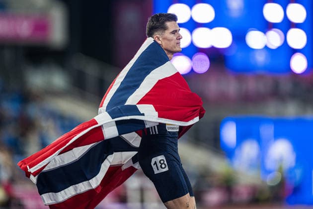 260810 Jakob Asserson Ingebrigtsen of Norway celebrates after the men’s 5,000-meter race on Day 1 of the 2026 European Athletics Championships on August 10, 2026 in Birmingham. Photo by Mathias Bergeld, BILDBYRAN, code MB MT1064. track and field, athletics, friidrett, friidrotts EM, 2026 European Athletics Championships, 1, celebration, Norway  Copyright: MATHIASxBERGELD BB260810MB106