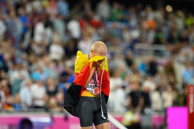 BIRMINGHAM, GREAT BRITAIN - August 10: Florian Bremm (Germany) in disbelief and tears after finishing second at the 5000 metres run during the European Athletics Championships 2026 at Alexander Stadium in Birmingham, Great Britain (Photo by Sven Beyrich Sports Press Photo) Copyright: xSvenxBeyrich SportsxPressxPhotox Sportspressphoto_SPR204147