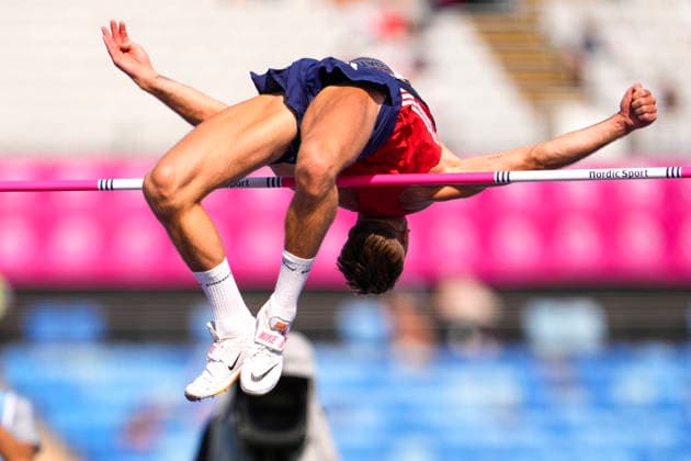 2026 European Outdoor Athletics Championships, Day 2, Birmingham, England, August 11, 2026: Erlend Bolstad Raa in action during the high jump qualifying round at the 2026 European Athletics Championships at Alexander Stadium in Birmingham on Monday. Photo: Beate Oma Dahle, NTB, Birmingham, England. EDITORIAL USE ONLY. RESTRICTED USE FOR BETTING COMPANIES.  Copyright: xBeatexOmaxDahlex xNTBx