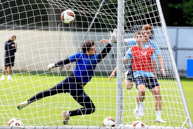 August 11, 2026, Germany, Soccer, 2. Bundesliga, 2026–2027 Season, Sportforum, Hertha BSC, Training: Tim Goller (Hertha BSC Berlin 43), Gustav Christensen (Hertha BSC Berlin 16), Sebastian Groenning (Hertha BSC Berlin 17). 2. Bundesliga. DFB and DFL regulations prohibit any use of photographs as image sequences and or quasi-video. Berlin Sportforum, Berlin, Germany Copyright: xNordphotox xEnglerx
