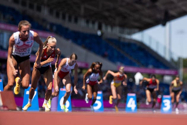 August 11, 2026: Pernille Karlsen Antonsen of Norway competes in the women’s 800-meter qualifying round on Day 2 of the 2026 European Athletics Championships on August 11, 2026 in Birmingham. Photo by Mathias Bergeld. BILDBYRAN code MB MT1065. track and field, athletics, friidrett, friidrotts EM, 2026 European Athletics Championships, 2 bbeng  Copyright: MATHIASxBERGELD BB260811MB063