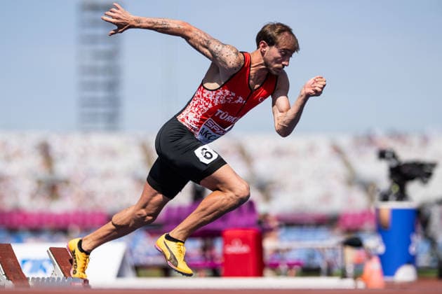 August 11, 2026: Berke Akcam of Turkey competes in the men’s 400-meter hurdles qualifying round during Day 2 of the 2026 European Athletics Championships on August 11, 2026 in Birmingham. Photo by Mathias Bergeld. BILDBYRAN code MB MT1065. track and field athletics friidrett friidrotts em em friidretts em 2026 European Athletics Championships 2 bbeng hurdles hekk häck  Copyright: MATHIASxBERGELD BB260811MB070