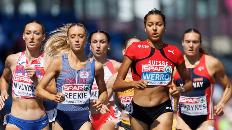 BIRMINGHAM, GREAT BRITAIN - AUGUST 11, 2026 : Jemma REEKIE (GBR Great Britain), Audrey WERRO (SUI Switzerland) competing in the 800m (R1) during the European Athletics Championships at Alexander Stadium on August 11, 2026 in Birmingham, Great Britain. Oregon Great Britain Copyright: xAxelxKohringx