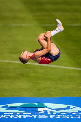2026 European Outdoor Athletics Championships, Day 2, Birmingham, England, August 11, 2026. Erlend Bolstad Raa competes in the men’s high jump qualifying round at the 2026 European Athletics Championships at Alexander Stadium in Birmingham on Tuesday. Photo: Beate Oma Dahle, NTB, Birmingham, England. EDITORIAL USE ONLY. RESTRICTED USE FOR BETTING COMPANIES.  Copyright: xBeatexOmaxDahlex xNTBx