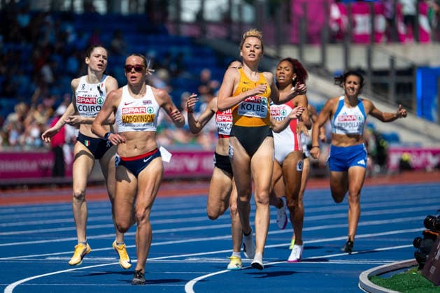 August 11, 2026, GBR, Track and Field, 2026 European Championships, Morning Session, Day 2, Birmingham: Smilla Kolbe (Germany), Keely Hodgkinson (Great Britain), Eloisa Coiro (Italy), Women’s 800 Meters, Heats, Alexander Stadium, Birmingham, England, Great Britain Copyright: xNordphoto Memmlerx