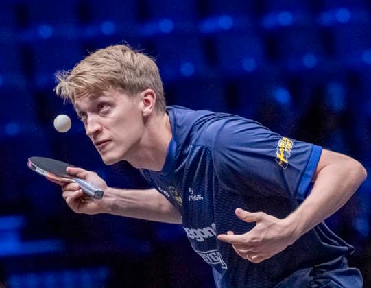 MALMÖ, August 11, 2026 Sweden’s Anton Källberg teamed up with Kristian Karlsson in their match against Darko Jorgic and Deni Kozul of Slovenia in the first round of the men’s doubles at the Europe Smash Sweden 2026 table tennis tournament at Malmö Arena in Malmö, Sweden, on August 11, 2026 MALMÖ SWEDEN x50090x  Copyright: xJohanxNilssonx xTTx EUROPE SMASH SWEDEN 2026