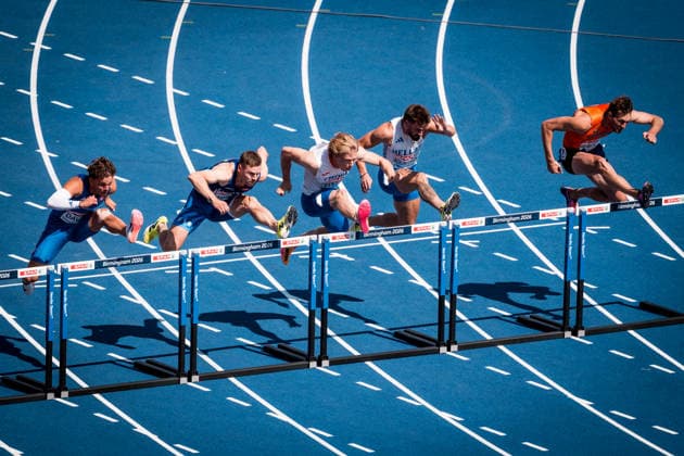 European Athletics Championships in Birmingham, United Kingdom, August 11, 2026. Czech Stepan Stefko (centre) competes during the Men s 110m Hurdles - Heats. (CTKxPhoto JaroslavxSvoboda) CTKPhotoP2026081103755  CTKPhotoP2026081103755