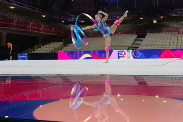 World Rhythmic Gymnastics Championships: Athletes First Training Sessions at Frankfurt s Festhalle World Rhythmic Gymnastics Championships from August 11 to 16 at the Festhalle in Frankfurt am Main, Frankfurt am Main, Hesse, Germany, Festhalle