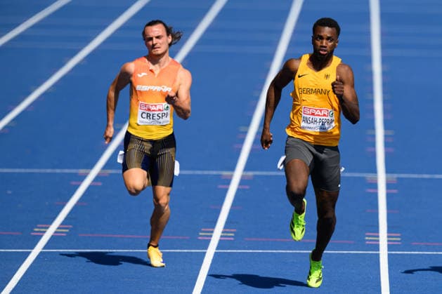 BIRMINGHAM, GREAT BRITAIN - August 11: Lucas Ansah-Peprah (Germany) during the 100 metres round one heat race during the European Athletics Championships 2026 at Alexander Stadium in Birmingham, Great Britain (Photo by Sven Beyrich Sports Press Photo) Copyright: xSvenxBeyrich SportsxPressxPhotox Sportspressphoto_SPR204230